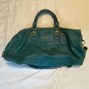 Turquoise Peacock Blue Coach Handbag